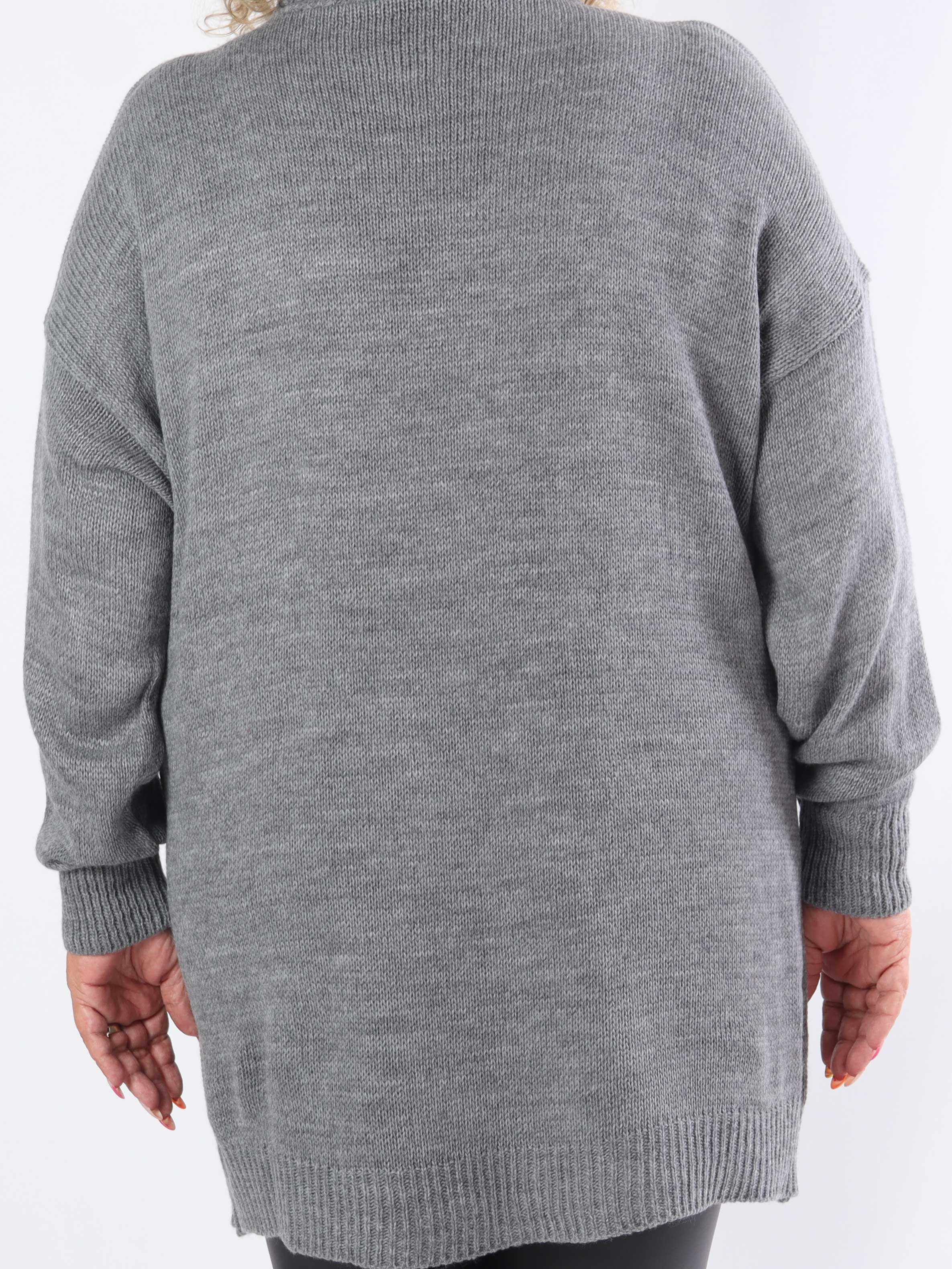 Blair - Enfärgad stickad klänning i plus size med polokrage